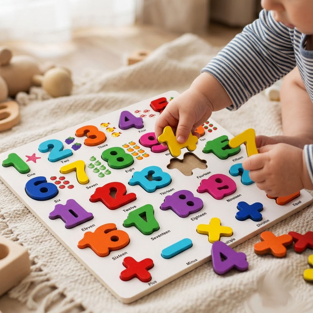 Educational Puzzle Wooden Numbers Learning to Count up to 20 Puzzles 3 Years+ Packaging status original