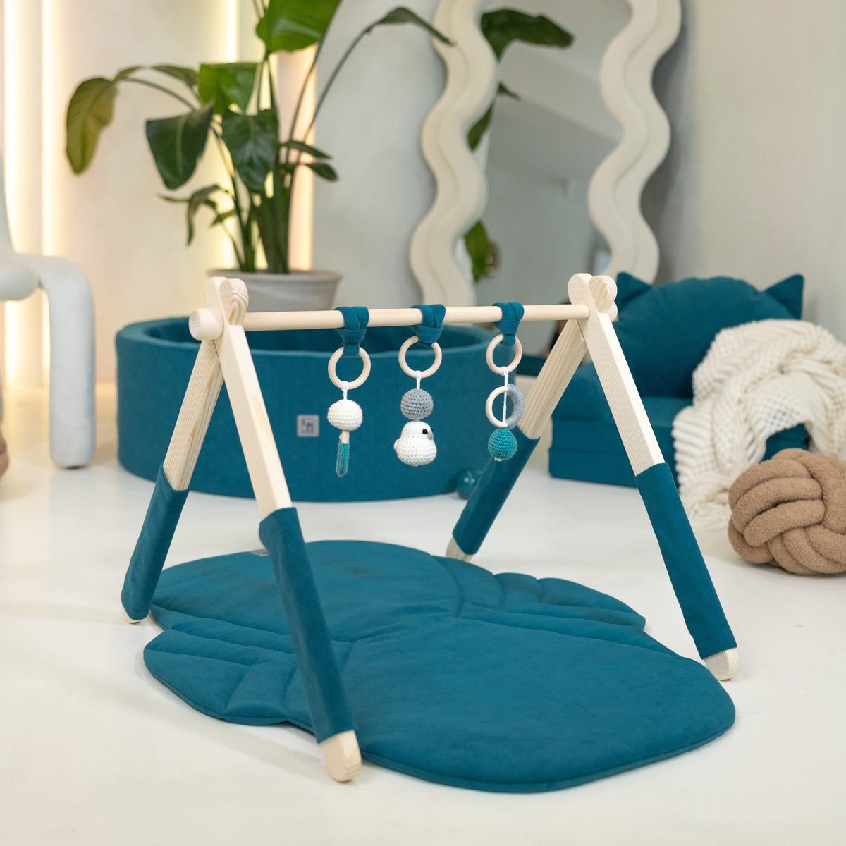 Educational STAND MAT TOYS SET gift for baby shower TURQUOISE VELVET Manufacturer code BABY GYM COMBO BGC4O