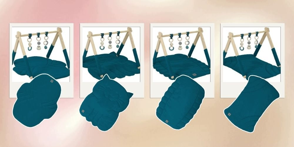 Educational STAND MAT TOYS SET gift for baby shower TURQUOISE VELVET Packaging status original
