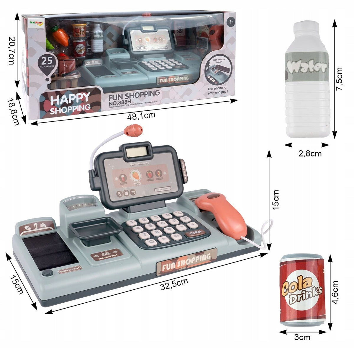 Educational Shop Cash Register Fiscal Electronic Sound Scanner Calculator Packaging status original