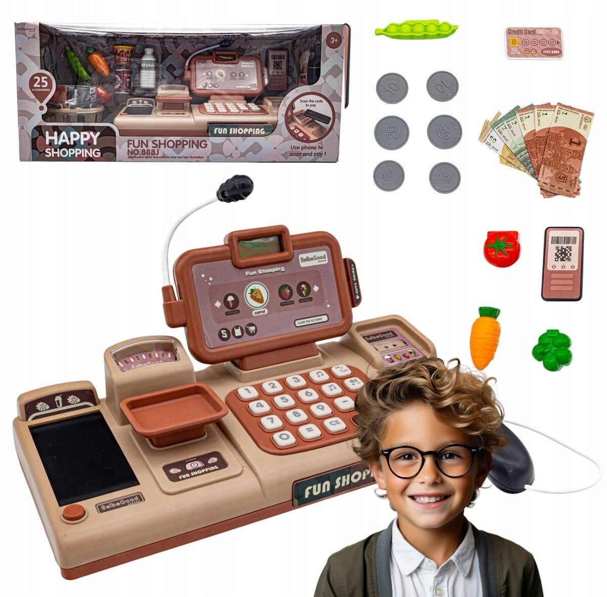 Educational Shop Cash Register for Kids Accessories Calculator Weight Large