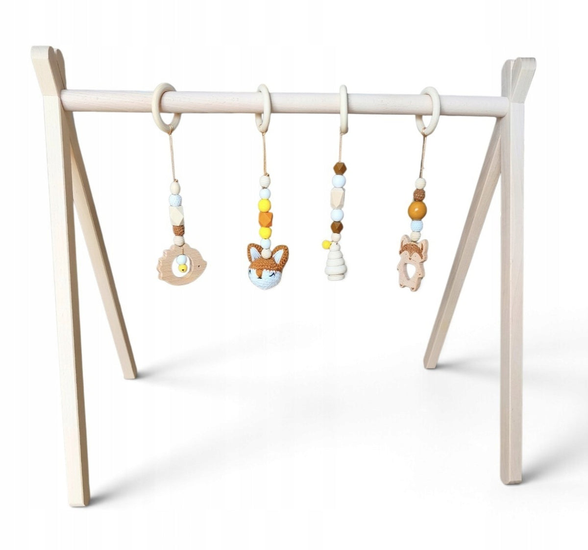Educational Stand Gymnastic Wooden Baby Gym for Babies and Pendants