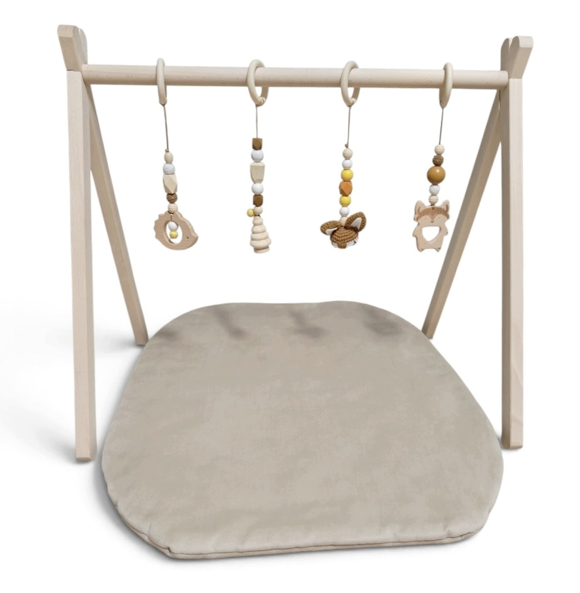 Educational Stand Gymnastic Wooden Baby Gym for Babies with MAT BEIGE Packaging status original