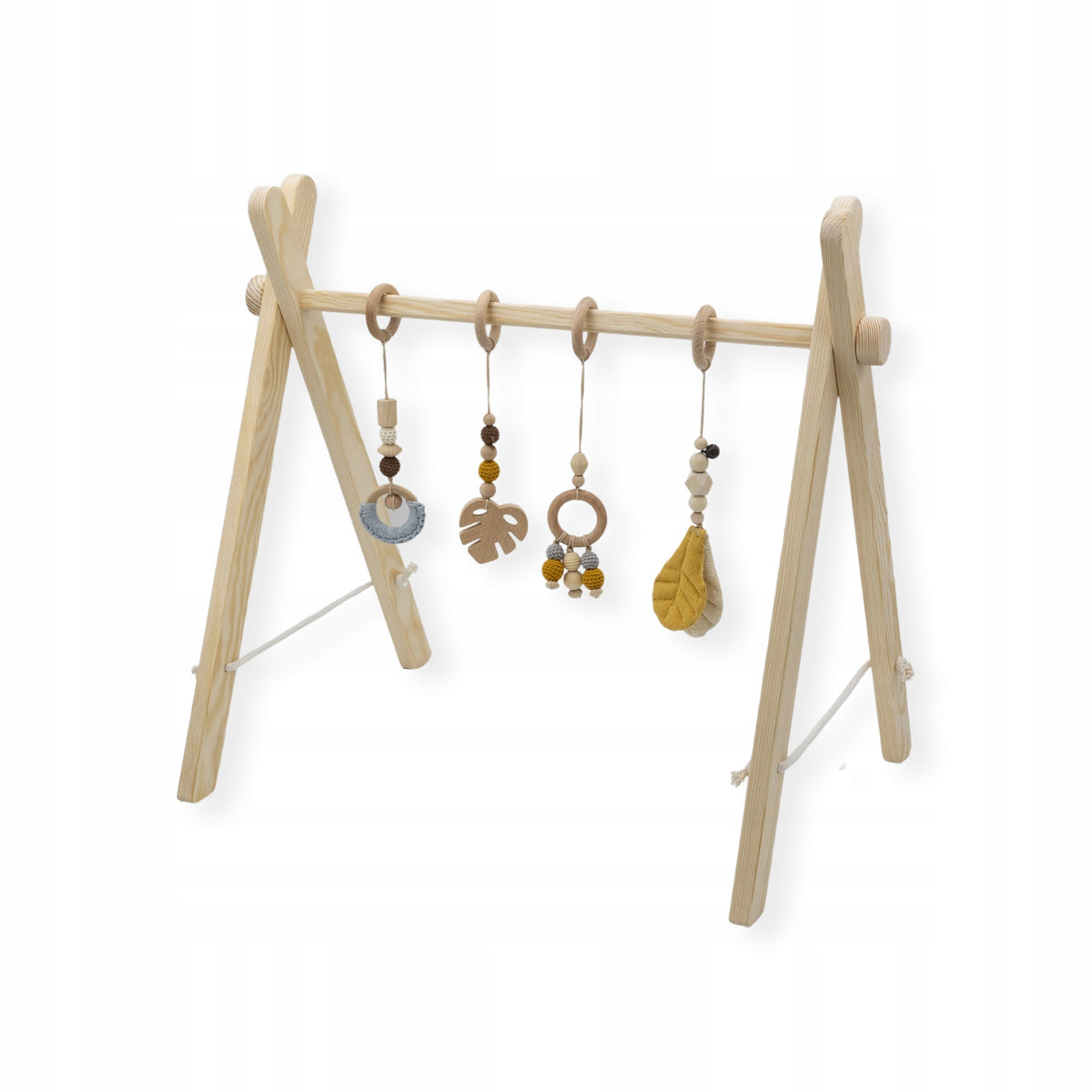 Educational Stand Natural Baby Gym Wooden Infants Children Folding Manufacturer code StojakNaturalnySznurek