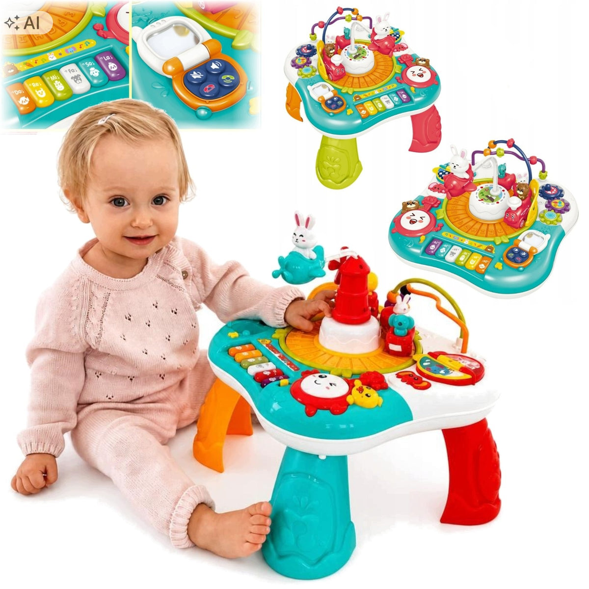 Educational Table Interactive 2in1 Piano Sounds Light 18m For Gift