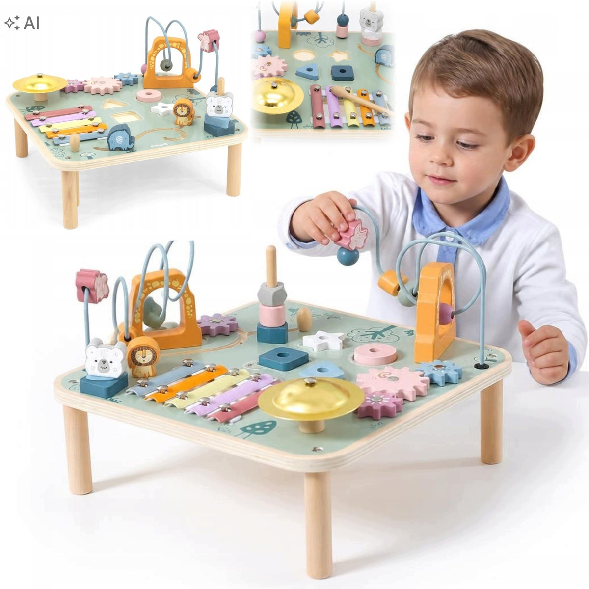 Educational Table Sensory Wooden Kids Montessori Cymbals 18m+