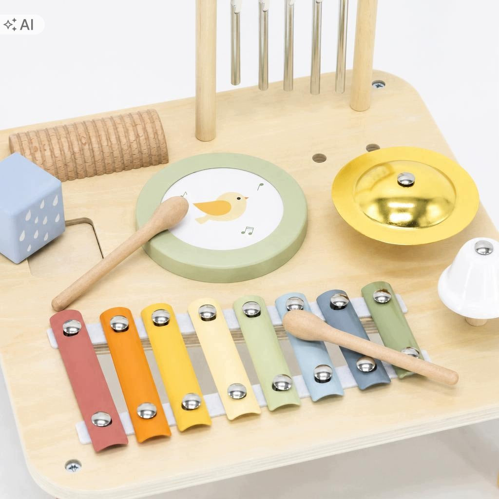 Educational Table Wooden Music Sensory 7in1 Montessori Cymbals Manufacturer code Muzyczny Sensoryczny 7w1 Cymbałki Montessori