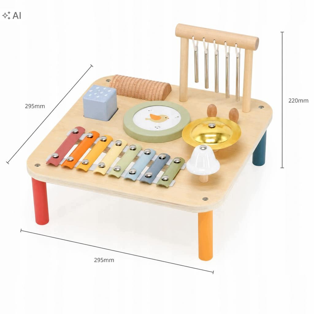 Educational Table Wooden Music Sensory 7in1 Montessori Cymbals Packaging status original