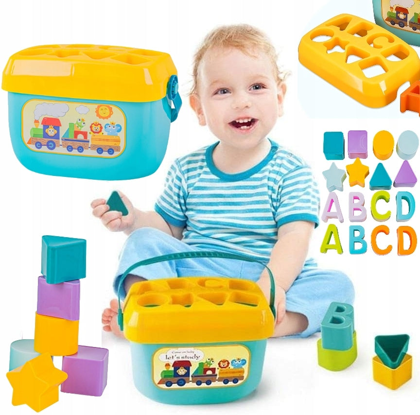 Educational Toy Sorter With Blocks Puzzle Bucket Letters Blocks