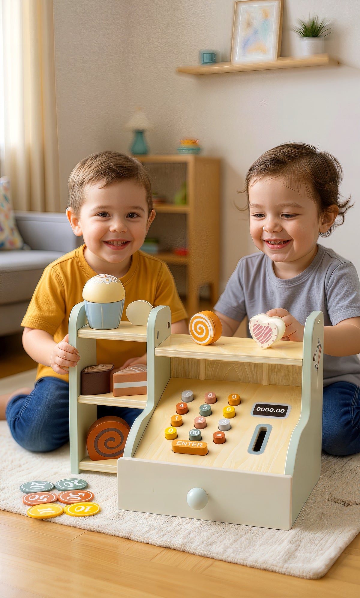 Educational Toy WOODEN CASH REGISTER Shop for Children Fun in the Shop PROMIS EAN (GTIN) 5902497555139