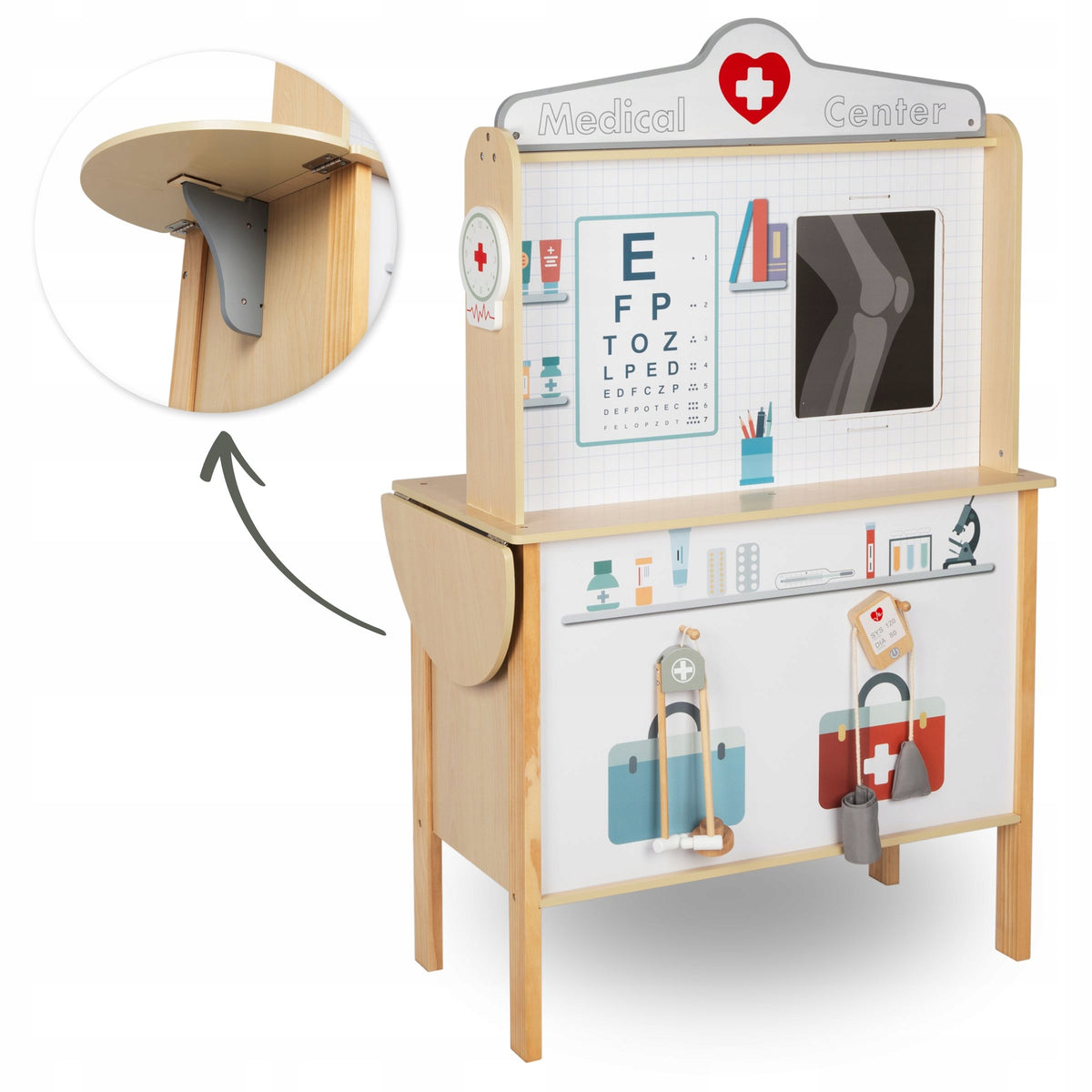 Educational Toy Wooden Medicine Cabinet Set Hospital with Accessories Packaging status original