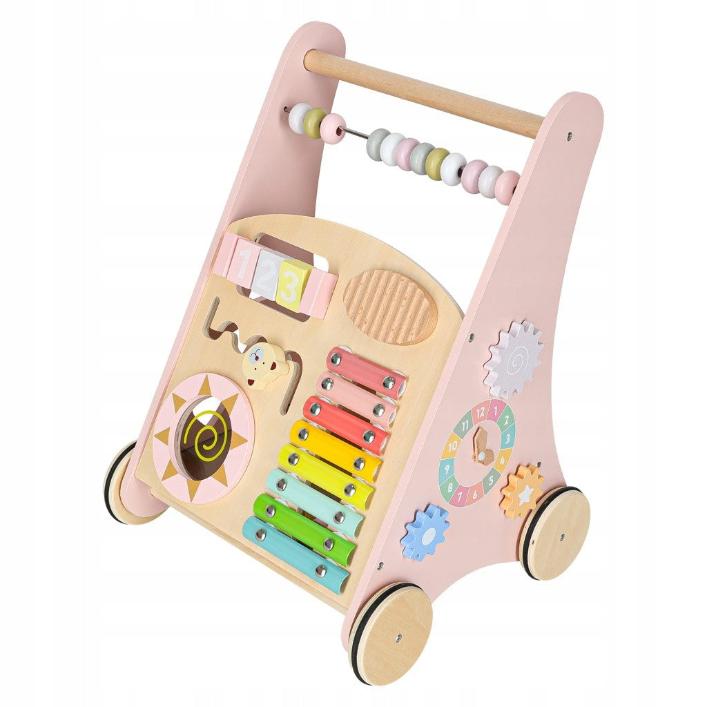 Educational Wooden Walker with Abacus and Blocks Pink 12m+ Manufacturer code pchacz chodzik zabawka edukacyjna drewniany