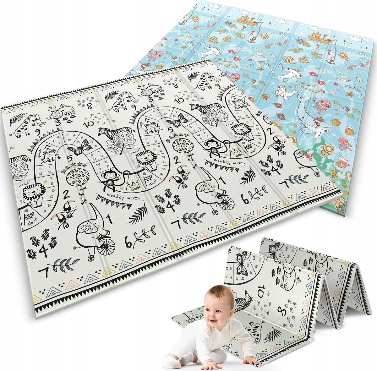 Educational foam mat Nukido foldable 200x180x1 cm Ocean-Safari NK-340 Manufacturer code NK-340