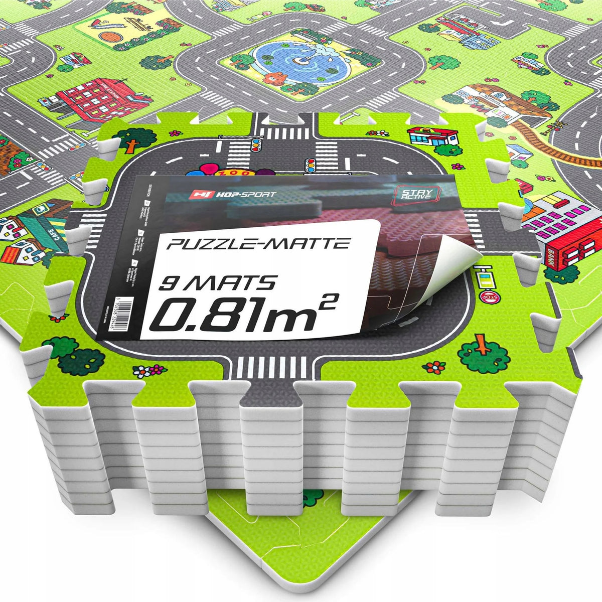 Educational foam mat protective thick puzzle for children city 9 pcs Batteries included no