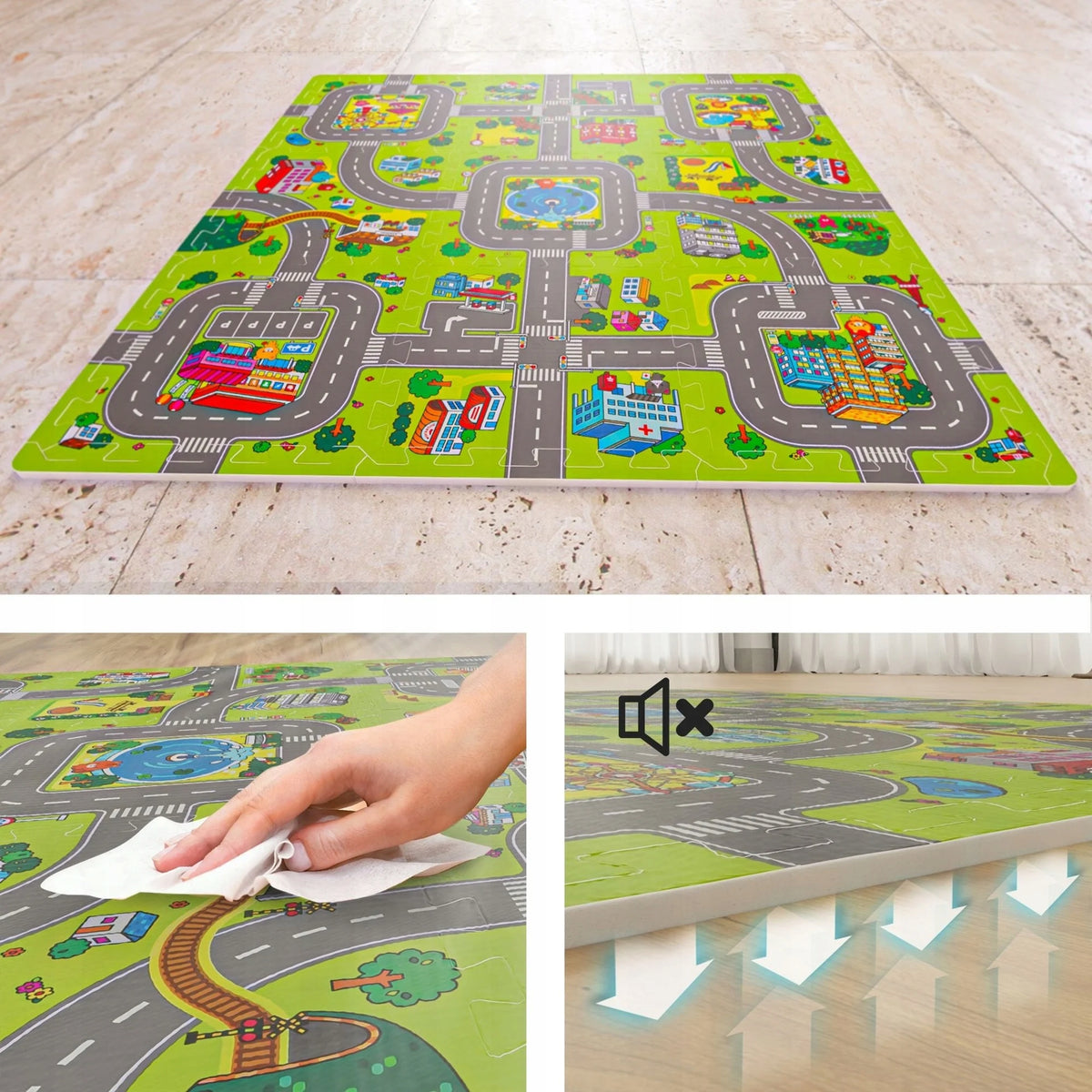 Educational foam mat protective thick puzzle for children city 9 pcs Packaging status original