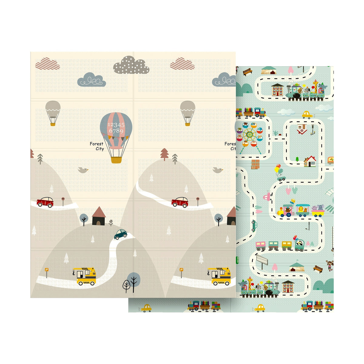 Educational mat for babies foam 180x150 cm cars and trains Rebel