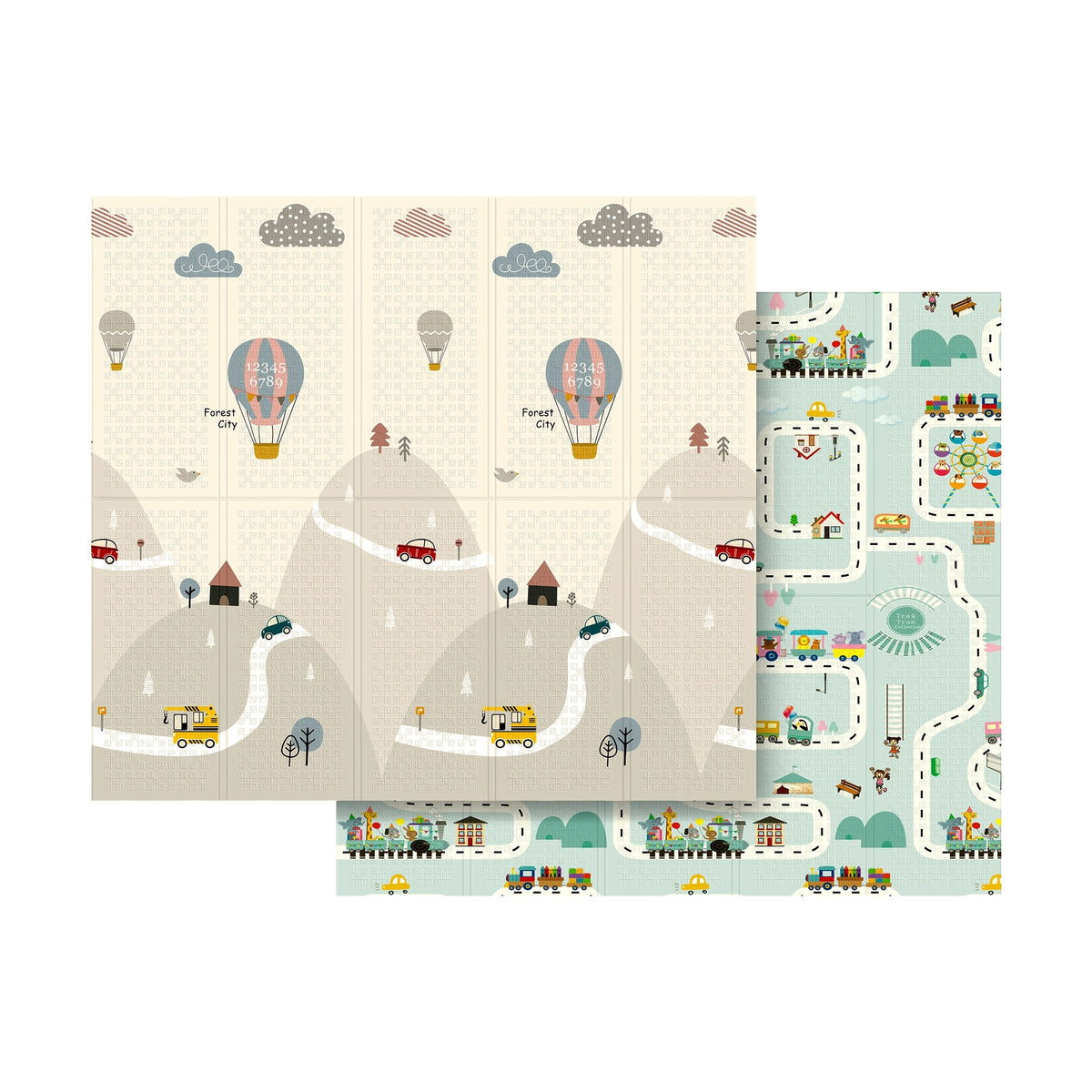 Educational mat for babies foam 200x180 cm cars and trains Rebel