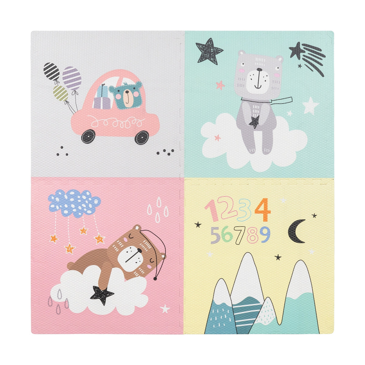 Educational mat for babies foam puzzle 120 x 120 cm bears Rebel