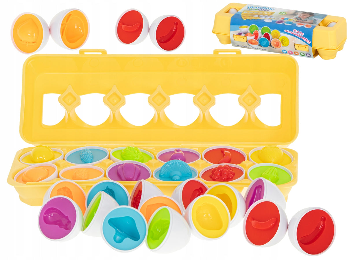 Educational puzzle sorter match shapes egg fruit 12 pieces