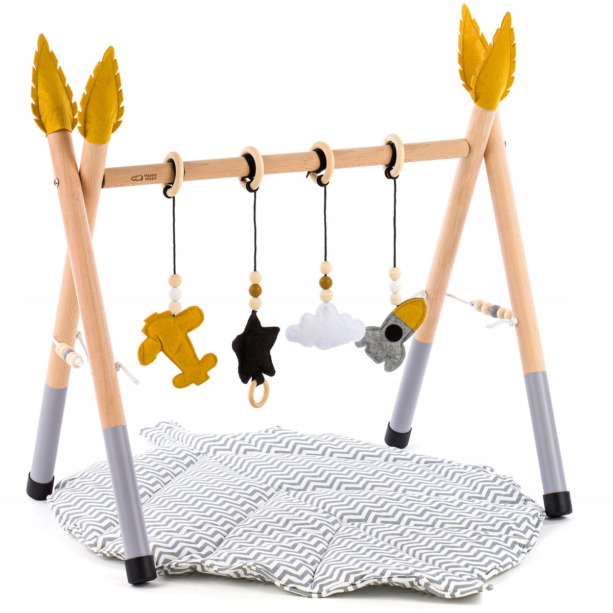 Educational stand for baby boy wooden Baby GYM mat leaf grey Manufacturer code HH-109-G
