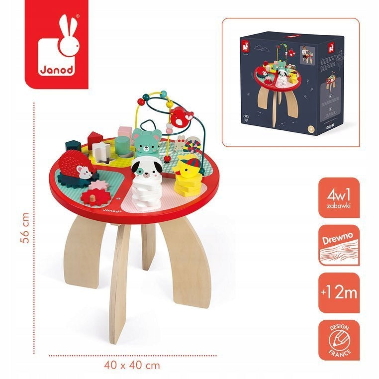Educational table large wooden Baby Forest JANOD Brand Janod