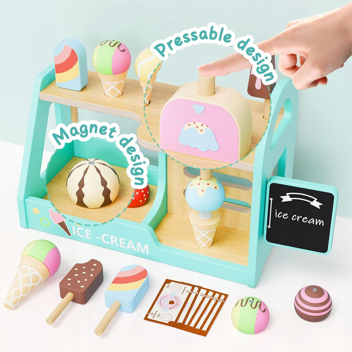 Educational toy ice cream parlor wooden shop montessori set Packaging status original
