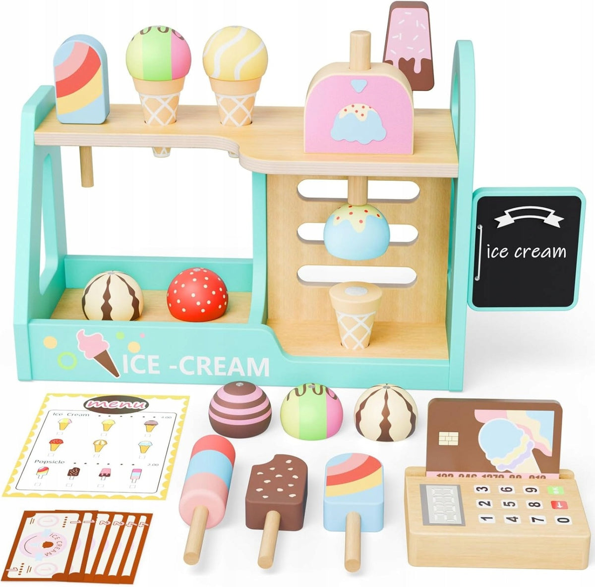 Educational toy ice cream parlor wooden shop montessori set
