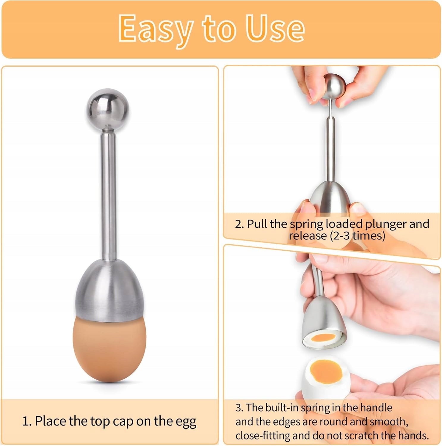 Egg Opener with Egg Peeler, 2-Piece Egg Cutter with Dominant color not applicable