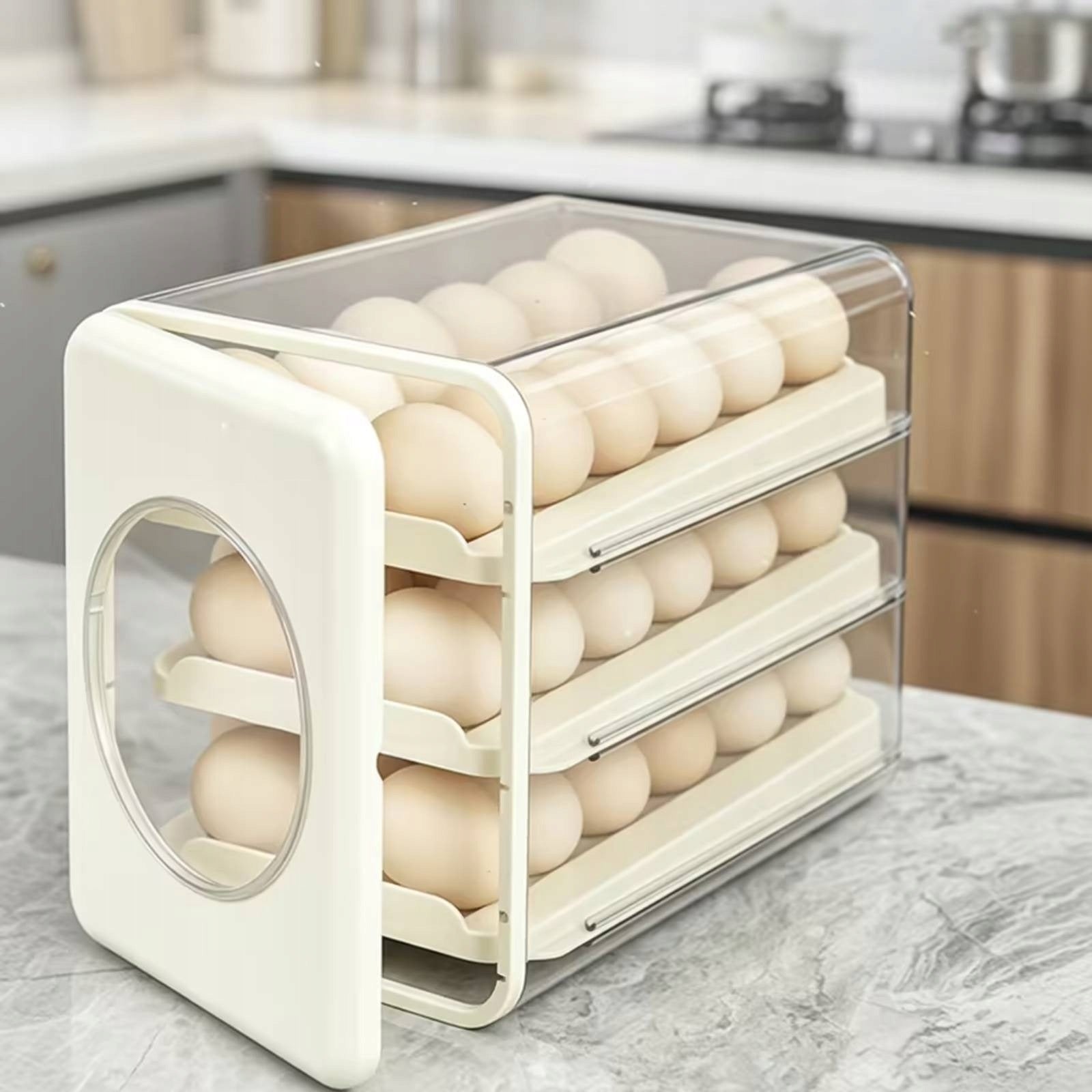 Egg Storage Box 3-Tier Fridge Egg Organizer Transparent for Kitchen, Pantry Brand no brand