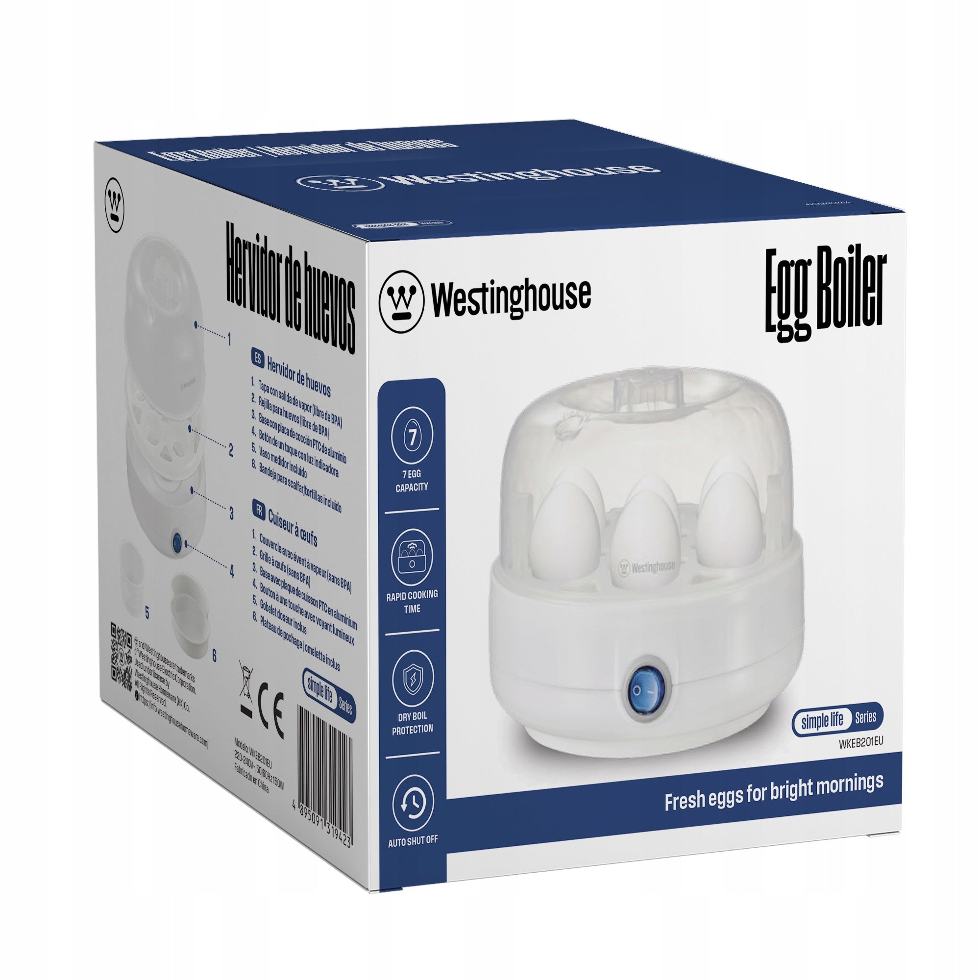 Egg cooker 7 EGGS WESTINGHOUSE WKEB201EU white 150W Manufacturer code WKEB201EU