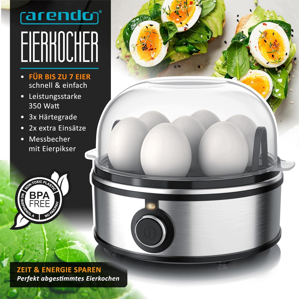 Egg cooker Arendo Sevencook 2 stainless steel 1-7 eggs 350 Packaging status original