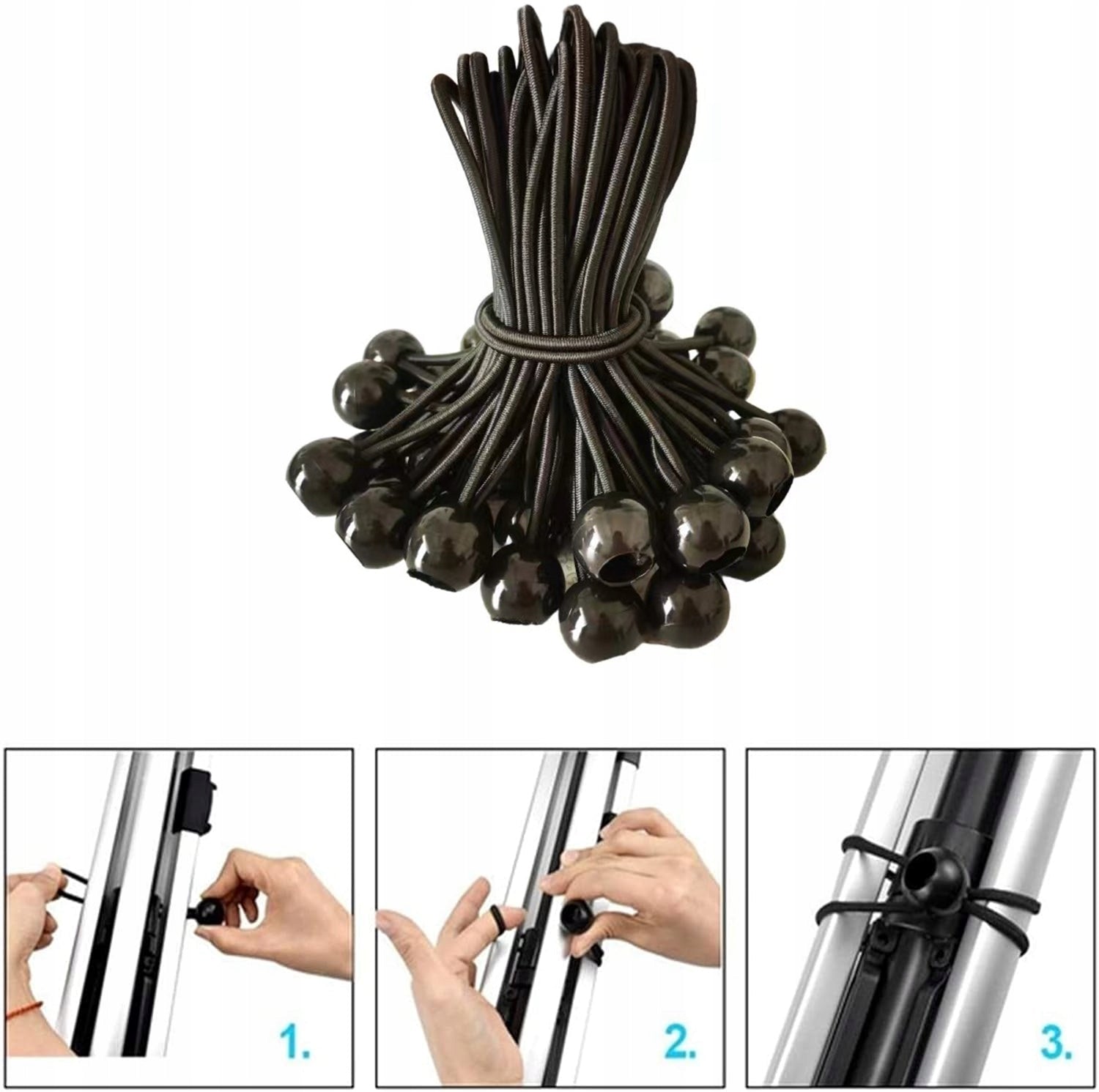 Elastic Rubber with BALL CABLE for Tent Tarpaulin Tension Attachment 100X Brand no brand