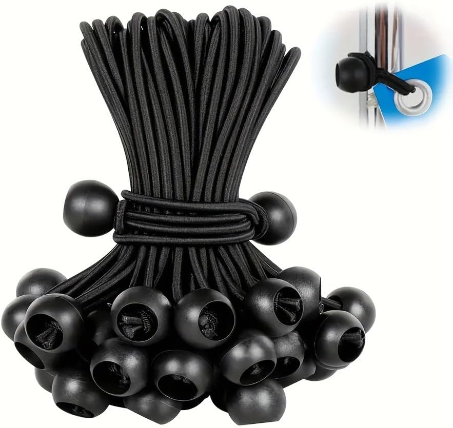 Elastic Rubber with BALL CABLE for Tent Tarpaulin Tension Attachment 100X