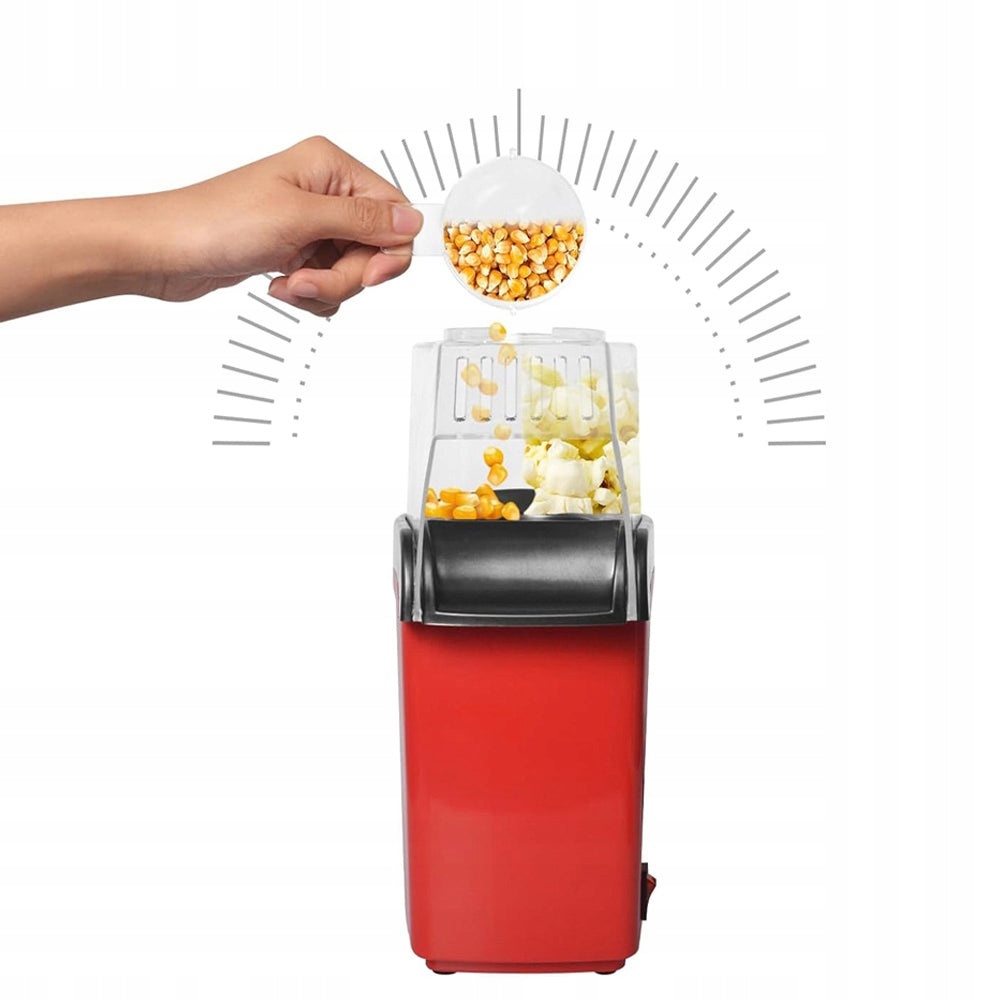 Electric 1200w Fat Free Popcorn Machine With Measure And Lid Packaging status original