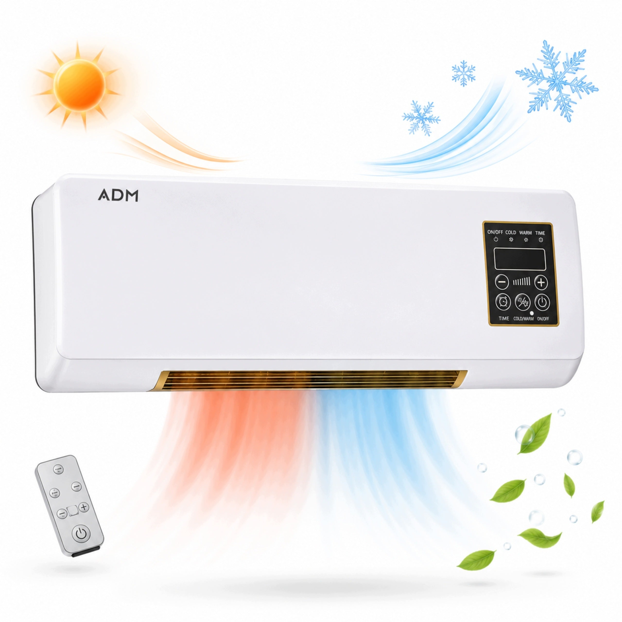 Electric Air Curtain 1200W Wall Fan Remote Control Timer