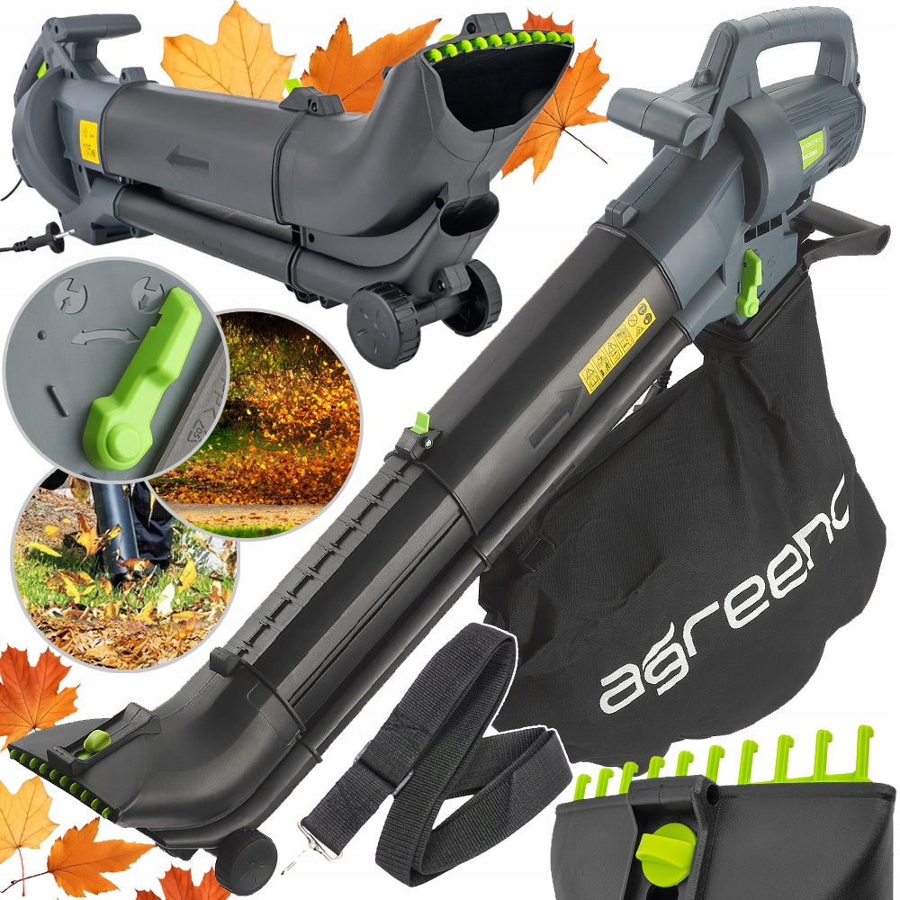 Electric BLOWER LEAF VACUUM CLEANER SHREDDER 3600W Agreeno AG291