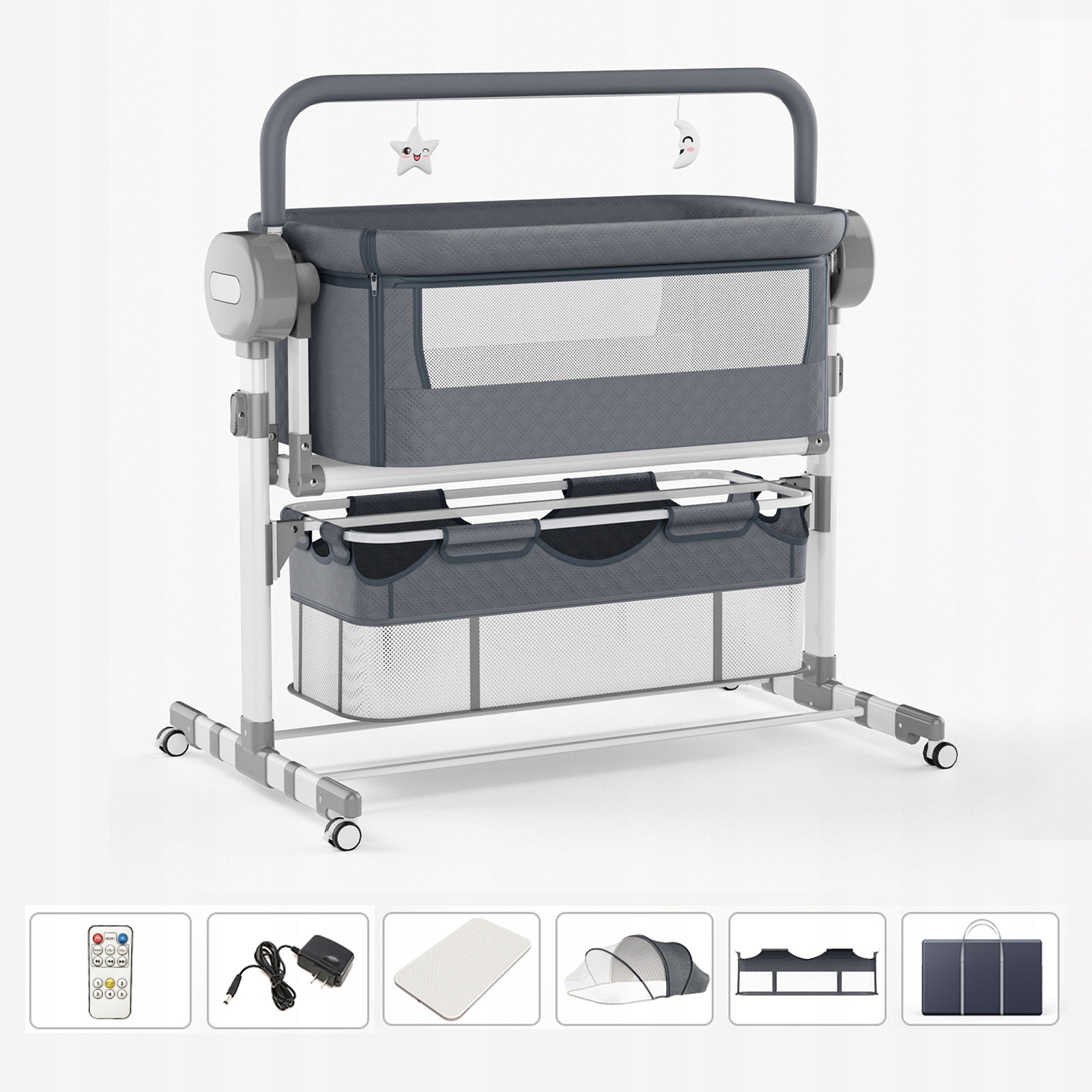 Electric Baby Crib Angle-Free Linear Gliding Bassinet Design