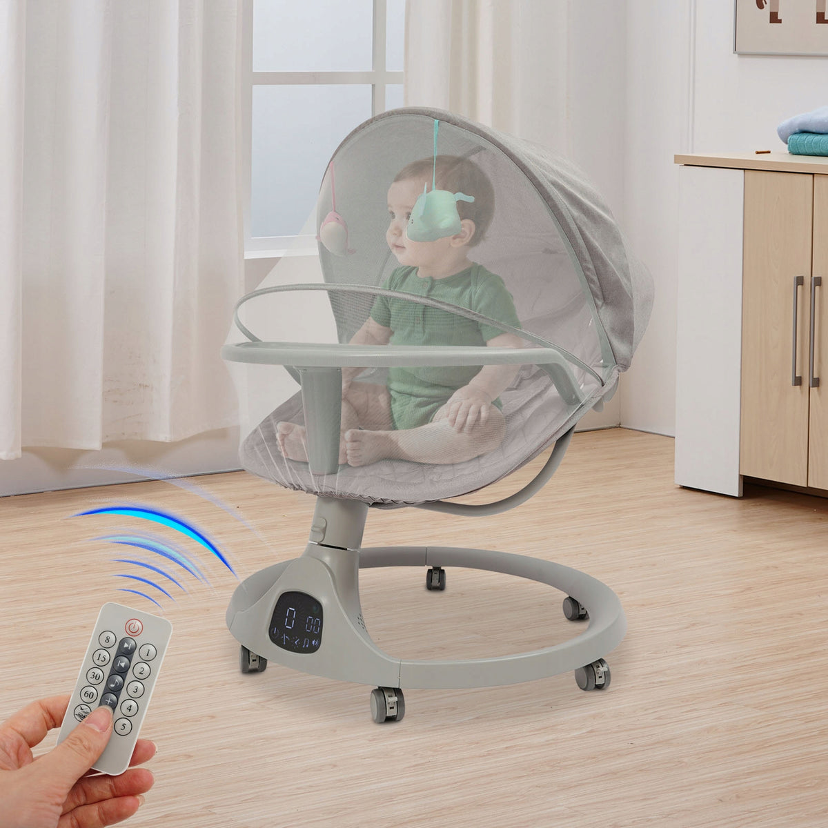 Electric Baby Rocker Bluetooth Toddler Swing Silent Casters 0-18 Months Manufacturer code kk0008