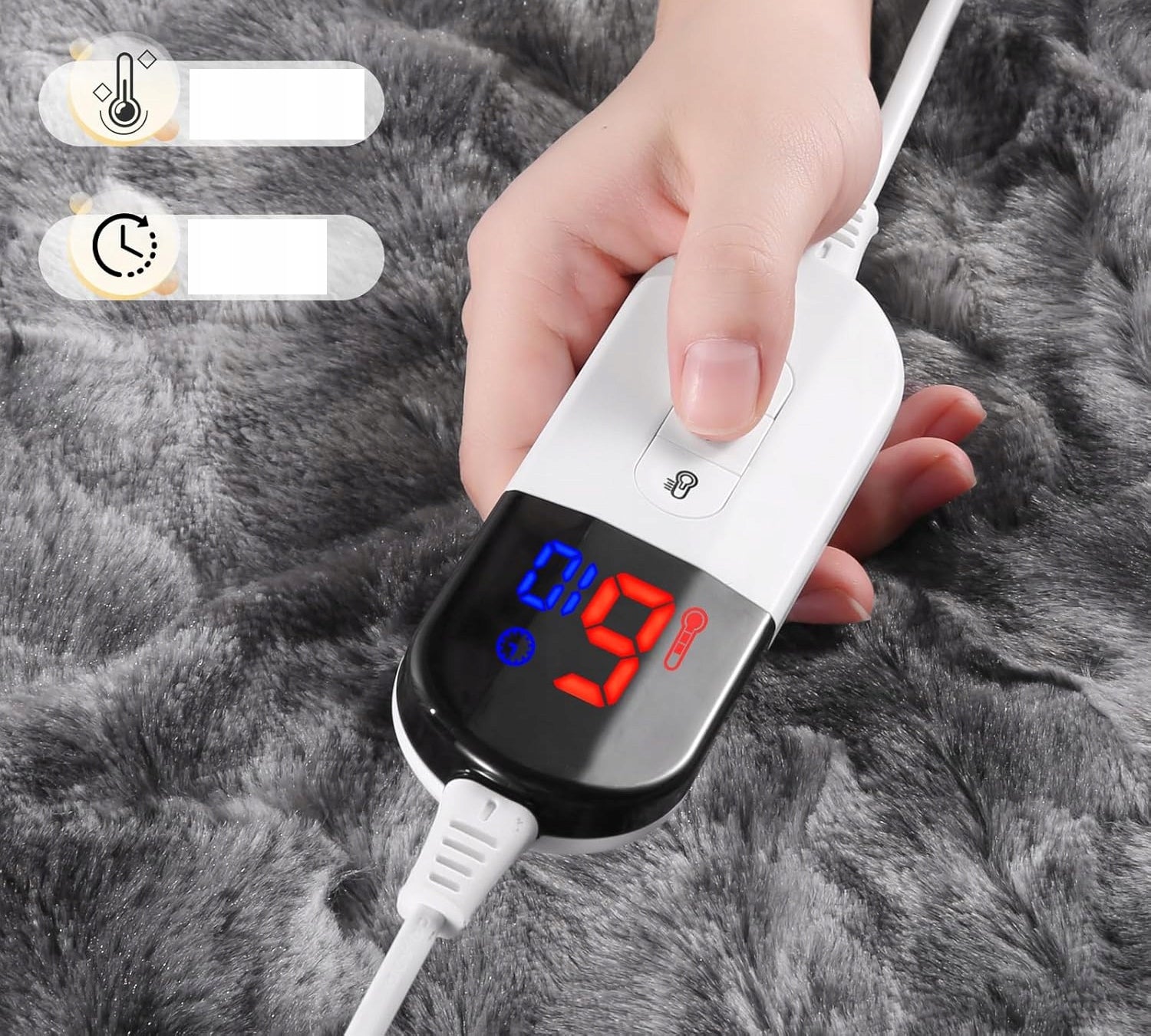 Electric Blanket 180x130 Faux Fur 6 Levels Timer LED Soft Large Medical device no