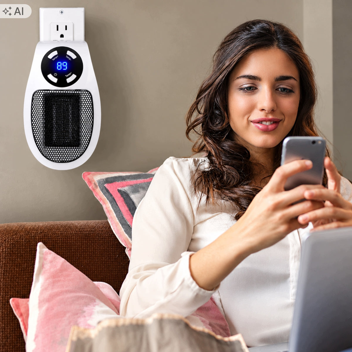 Electric Ceramic Heater 500W Remote Control LED Heater For Bathroom Room Manufacturer code OK-1262