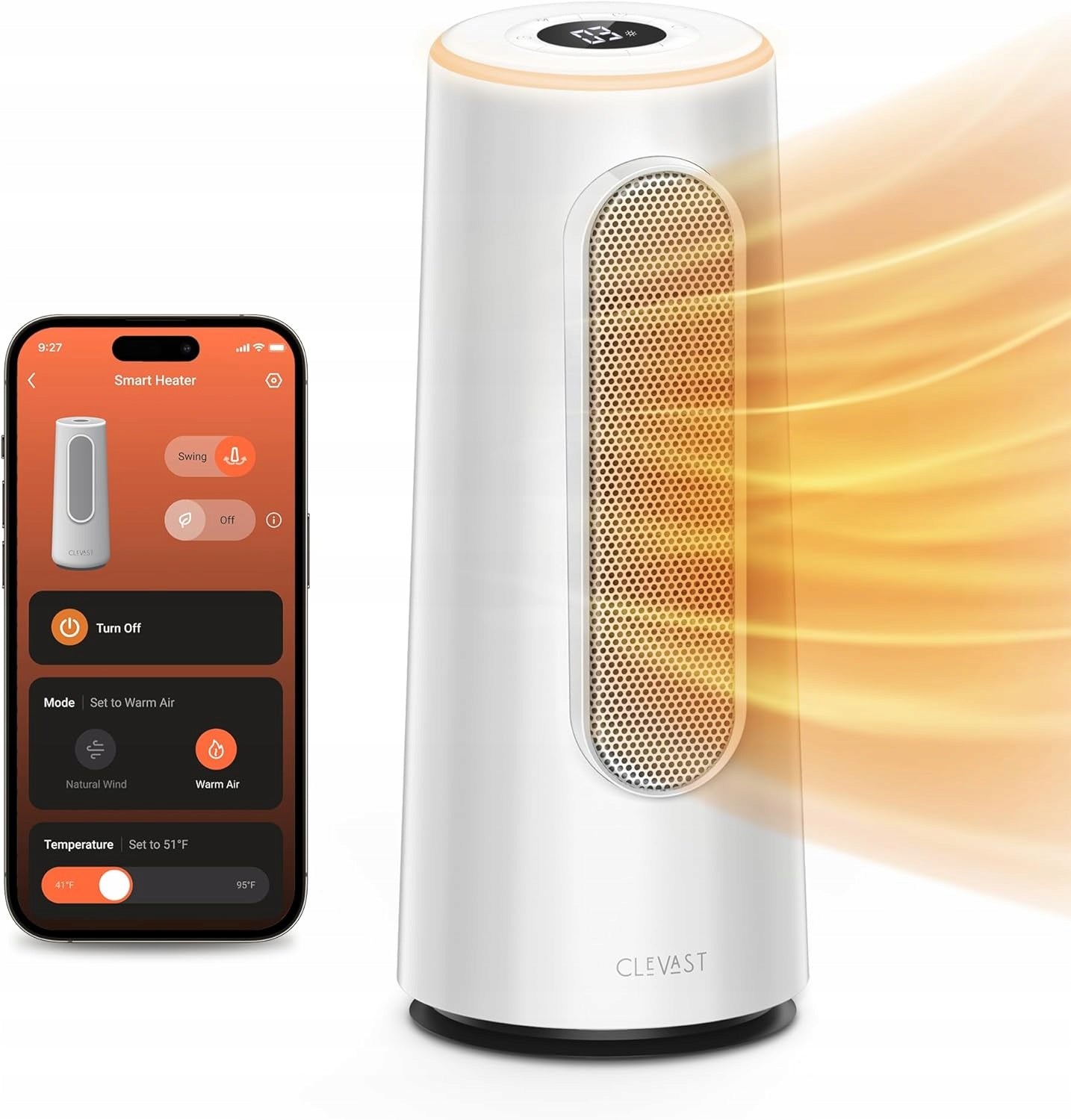 Electric Ceramic Heater Energy Efficient 1500W Oscillating Timer 12h Packaging status original