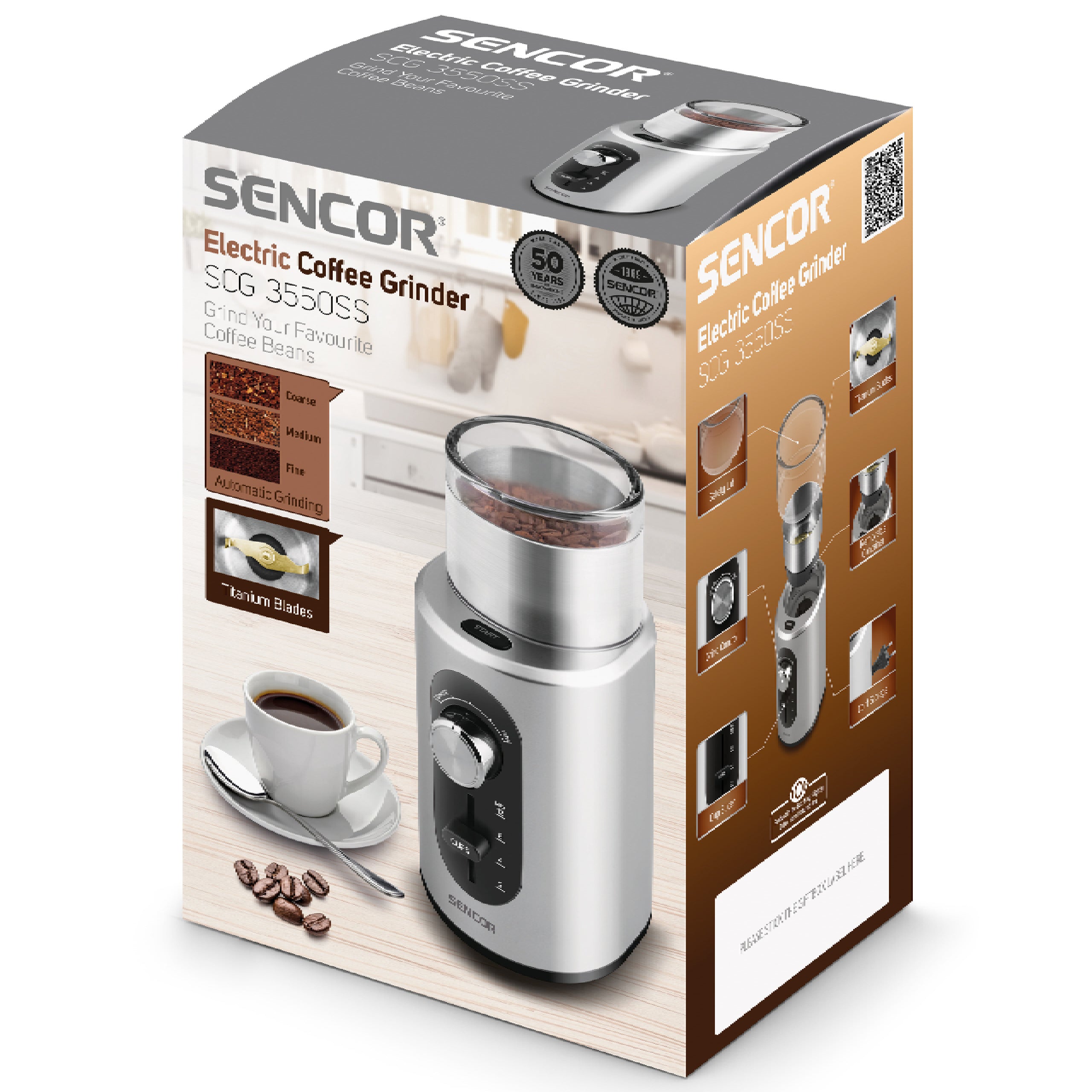 Electric Coffee Grinder SCG 3550SS 60g 200W Manufacturer code 41010777