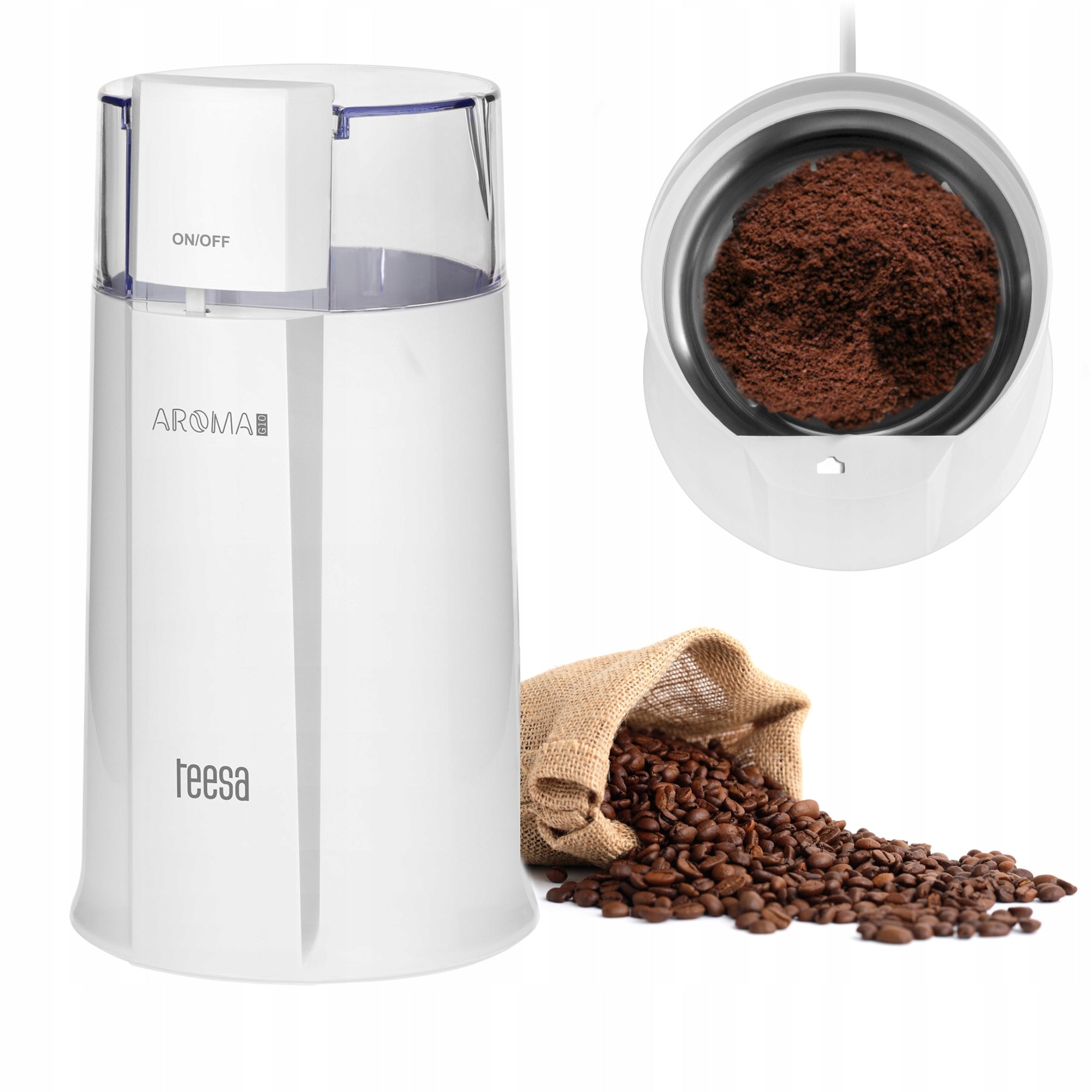 Electric Coffee Grinder Teesa Aroma G10 160W compact