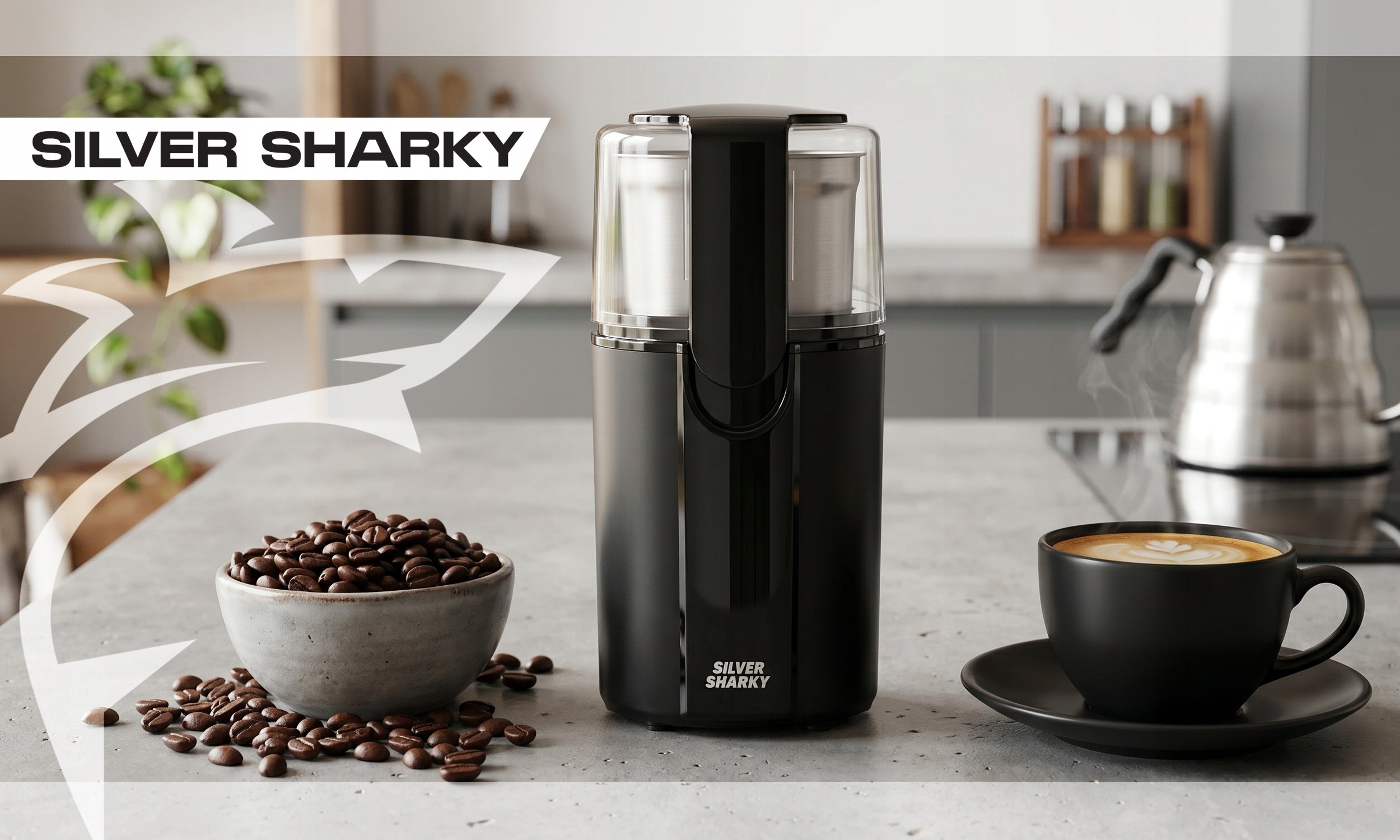Electric Coffee Grinder and Shredder for Nut Herb Bean 2in1 200W Brand SILVER SHARKY