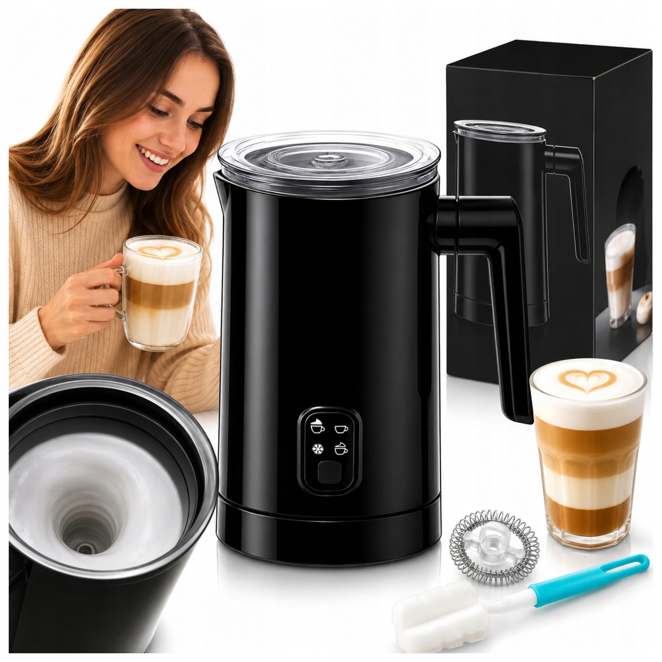 Electric Coffee Milk frother 400W Heater 4 Modes 350ml BPA FREE