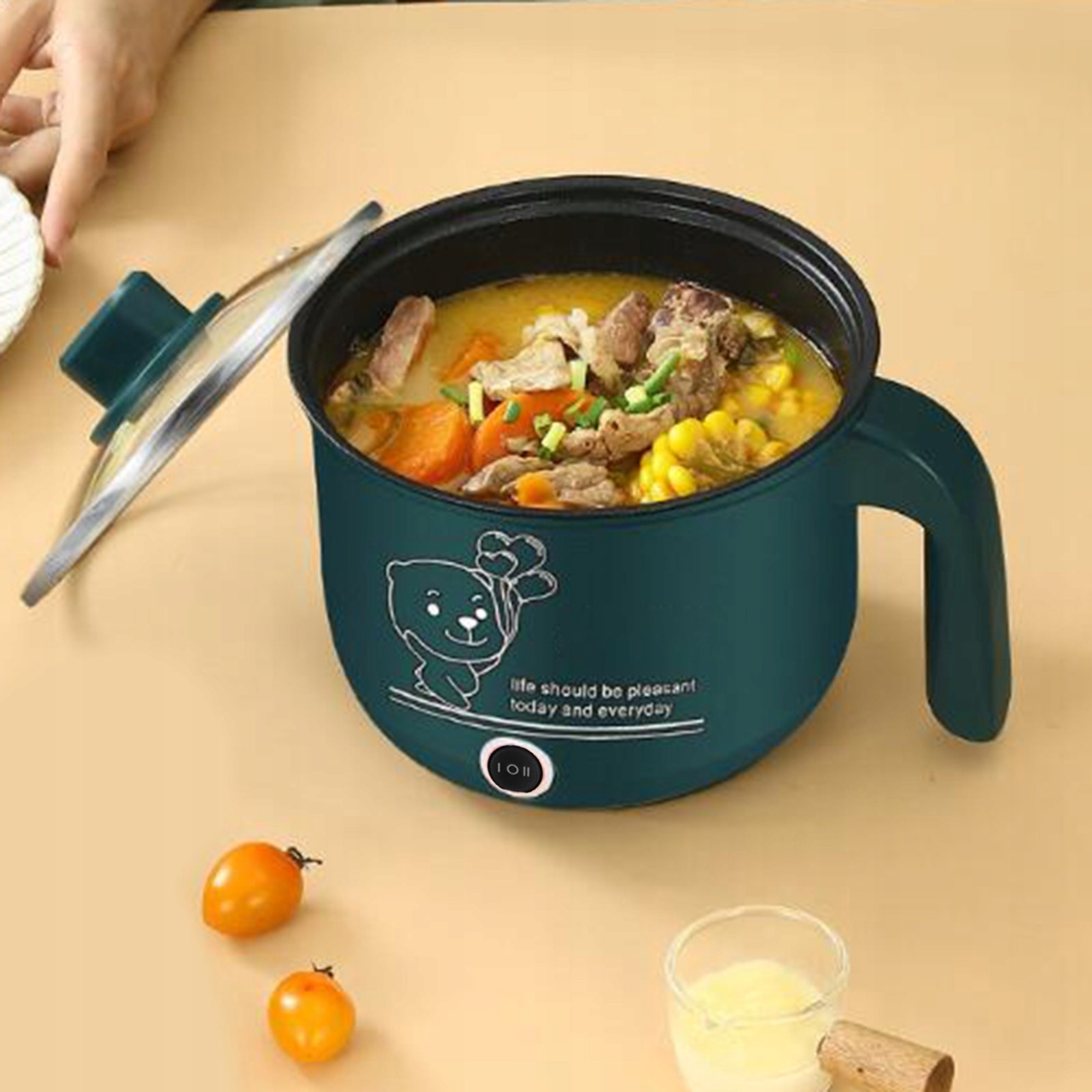 Electric Cooking Pot Nonstick Electric Skillet for Pasta Green Packaging status original