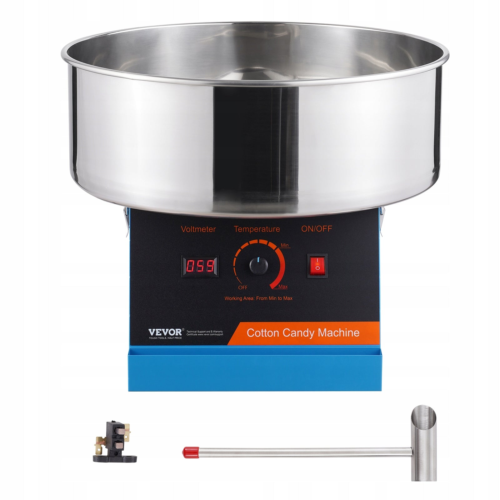Electric Cotton Candy Machine 1000W Commercial Stainless Steel Bowl Party Brand Vevor