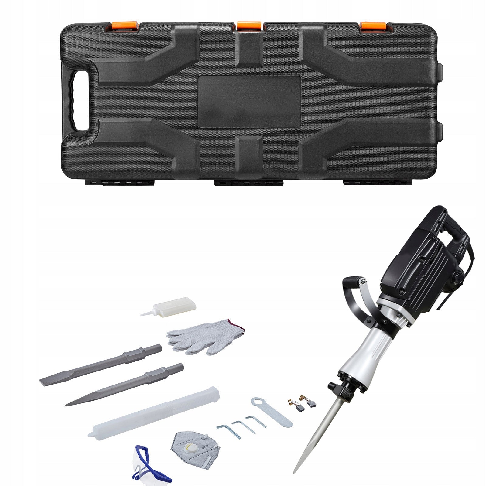 Electric Demolition Hammer For Concrete 2800W 45J With Suitcase And Gloves