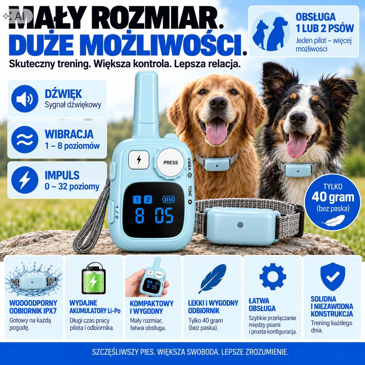 Electric Dog Training Collar SOUND VIBRATION PULSE IPX7: 628PRO Packaging status original