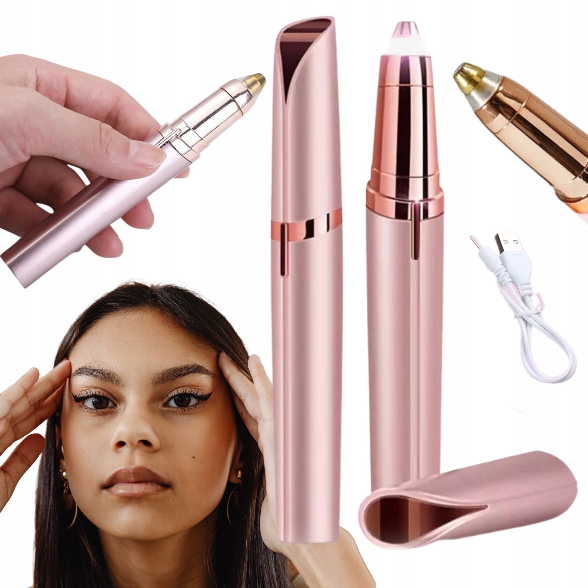 Electric EYEBROW TRIMMER Pocket FACE EPILATOR pink GIFT